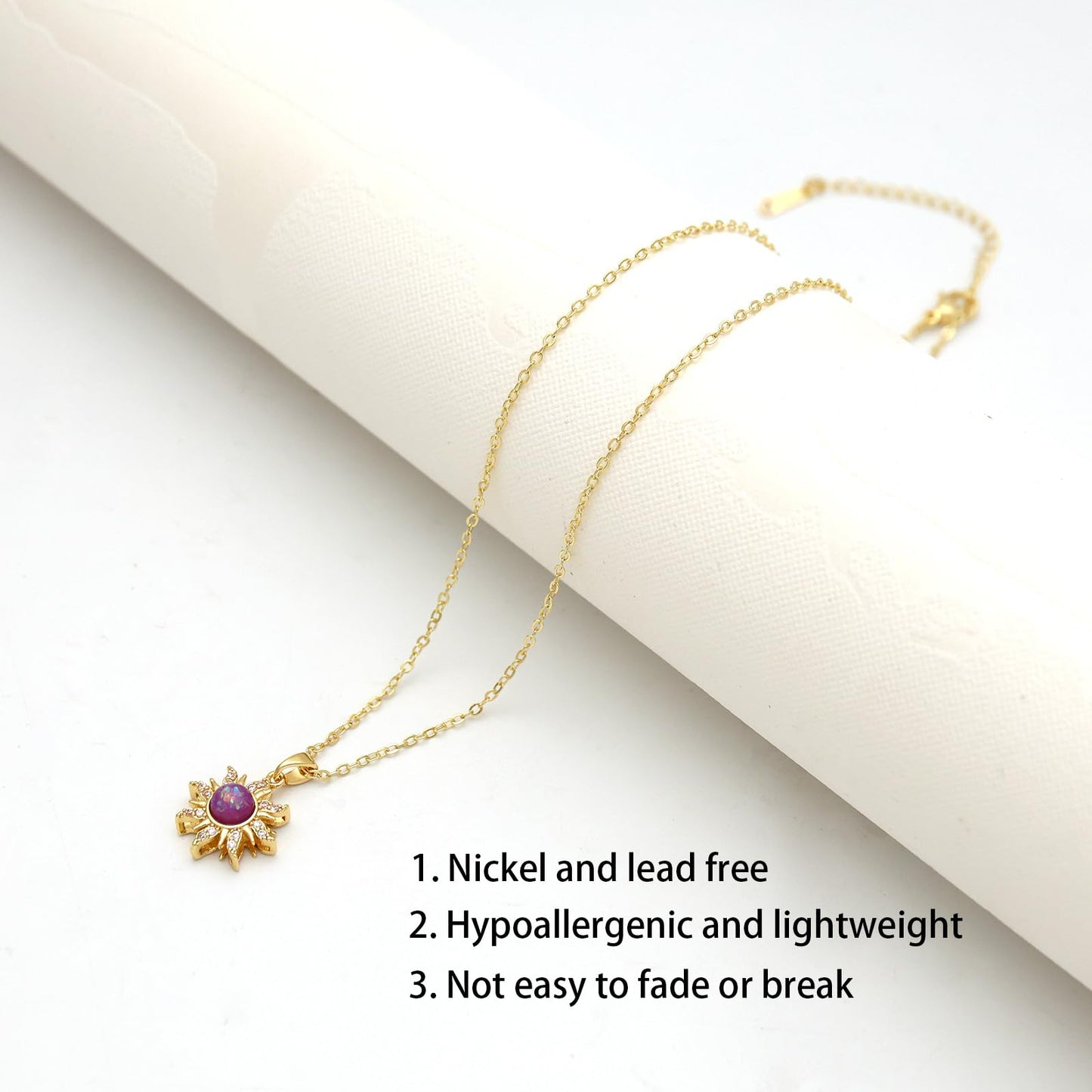 MAIKERDER Sun Necklace for Women, 14K Gold Sun Necklaces Healing Crystal Necklaces Trendy Jewelry Non Tarnish 16 Inches