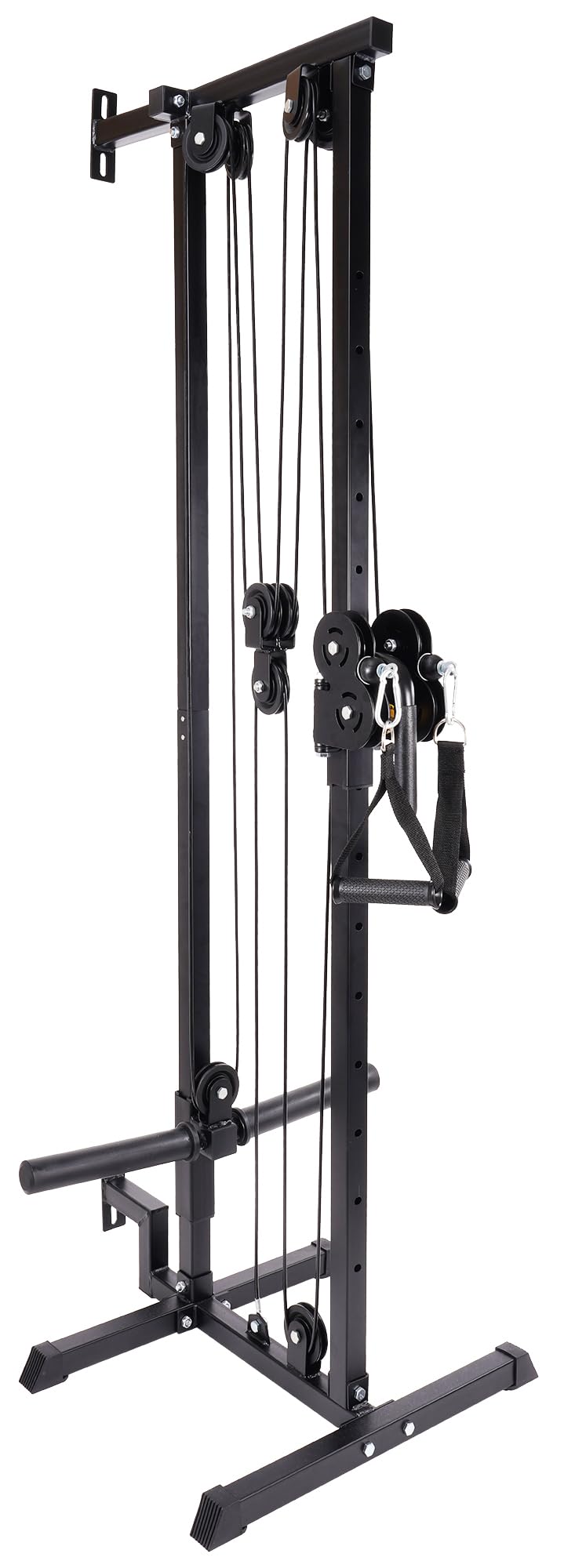 Signature Fitness Fitvids Wall Mount Cable Station with Adjustable Dual Pulley System Pull Down Fitness Station – Sports Training – M300 – Black