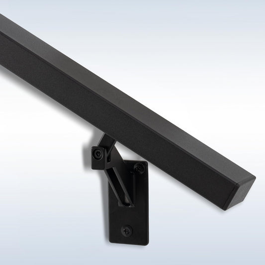 8FT Matte Black Handrails Kit for Indoor Outdoor Stairs，Modern Aluminum Handrail Set,2" X1" Grab bar,Adjustable 304 Stainless Steel Brackets Included，Rust Free (Matte Black, 8 FT)