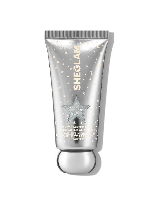 SHEGLAM Party Starter Body Highlighter Glitter Gel Quick-Drying and Non-Sticky Glitter Spray Liquid Highlighter for Face, Hair, Body - Ice Breaker