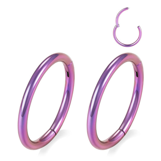 16g Nose Ring Hoop Earrings Purple Nose Hoops 16 Gauge Lip Rings Septum Hoop Seamless Septum Clicker 8mm Septum Ring Cartilage Earring Helix Earring Rook Earrings Nose Rings Surgical Steel