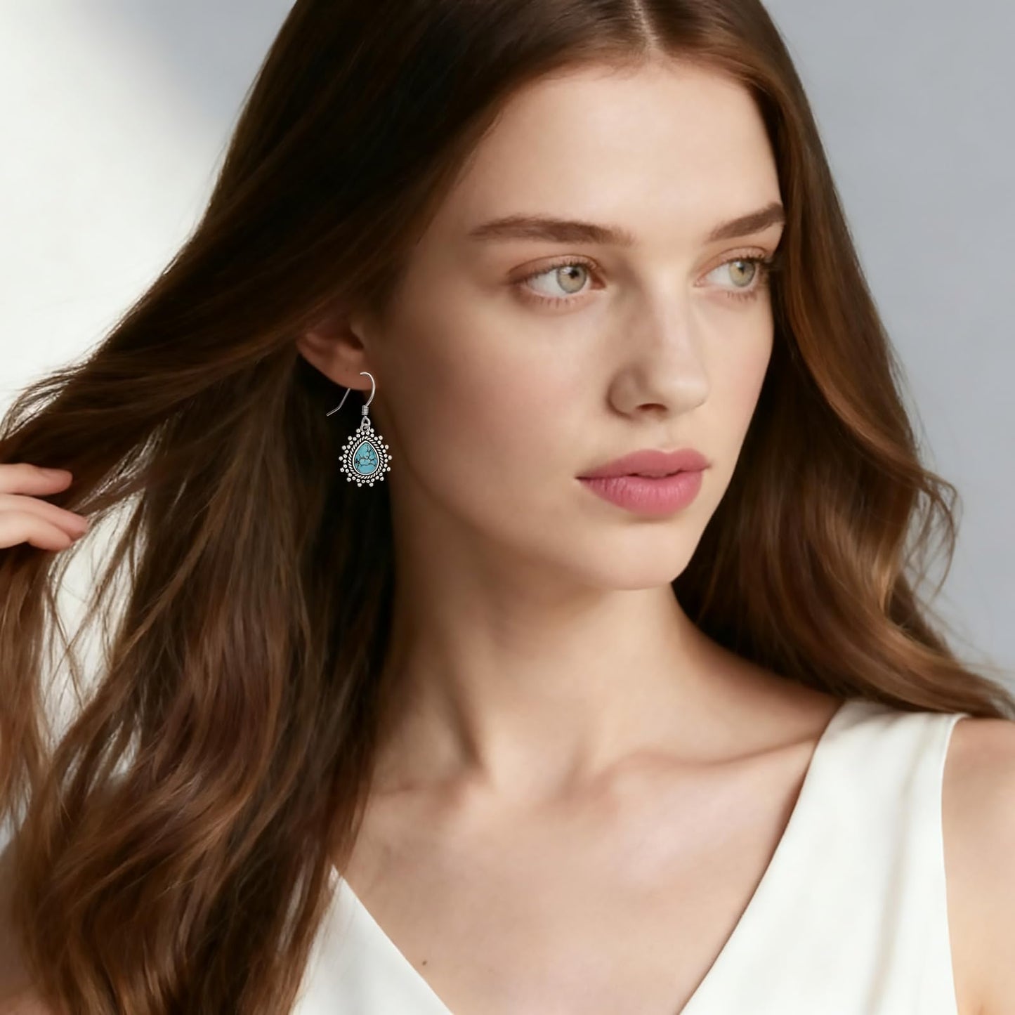 Eetaitai Turquoise Earrings 925 Sterling Silver Western Earrings Cowgirl Earrings Native American Jewelry Boho Jewelry for Women Mothers Day Gifts for Mom Wife Sister