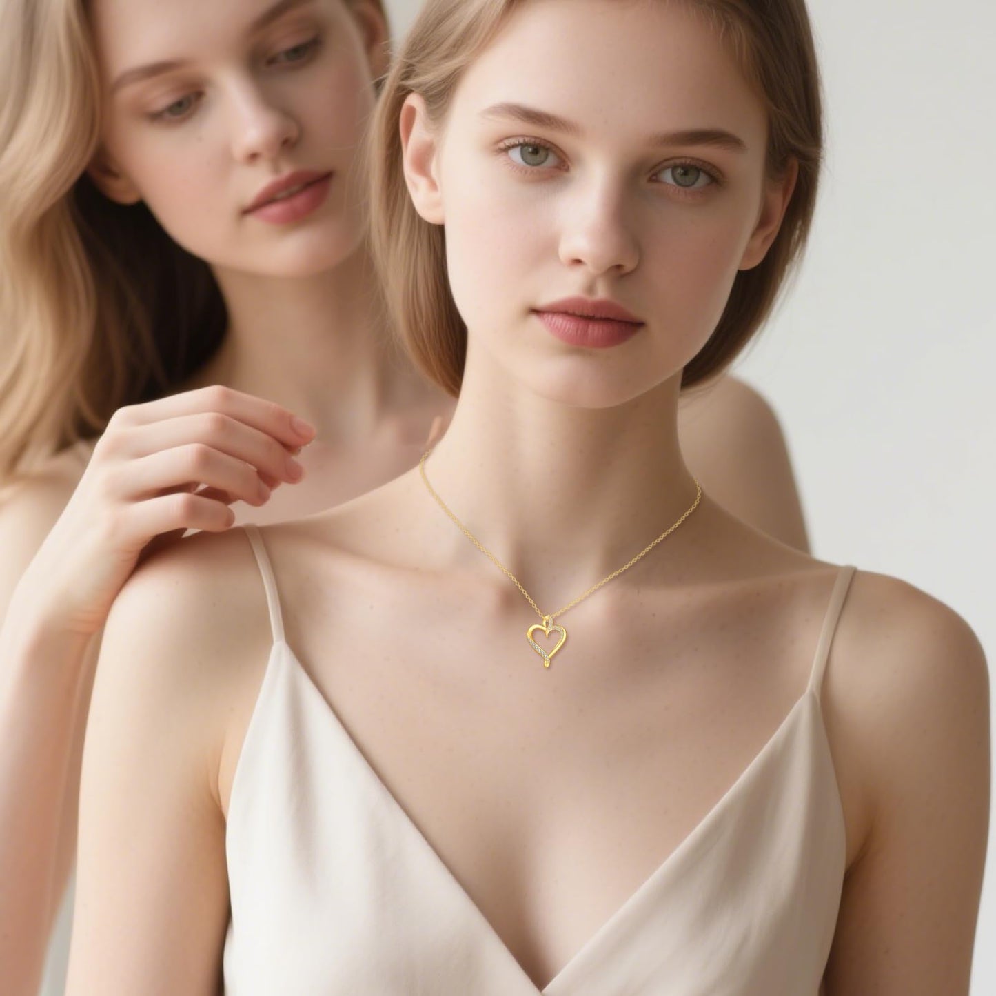 DOVRAN 14K Solid Gold Heart Necklace for Women Real Yellow Gold Love Heart Pendant Minimalist Jewelry Birthday Christmas Gift for Wife Mom