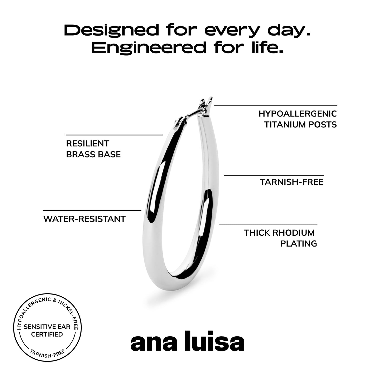 Ana Luisa Hoop Earrings for Women - Sterling Silver, 14K Gold Plated & Silver Rhodium Plated Assorted Earring Styles - Dainty, Small Gold Hoop Earrings for Daily Wear - Hypoallergenic & Tarnish-Free