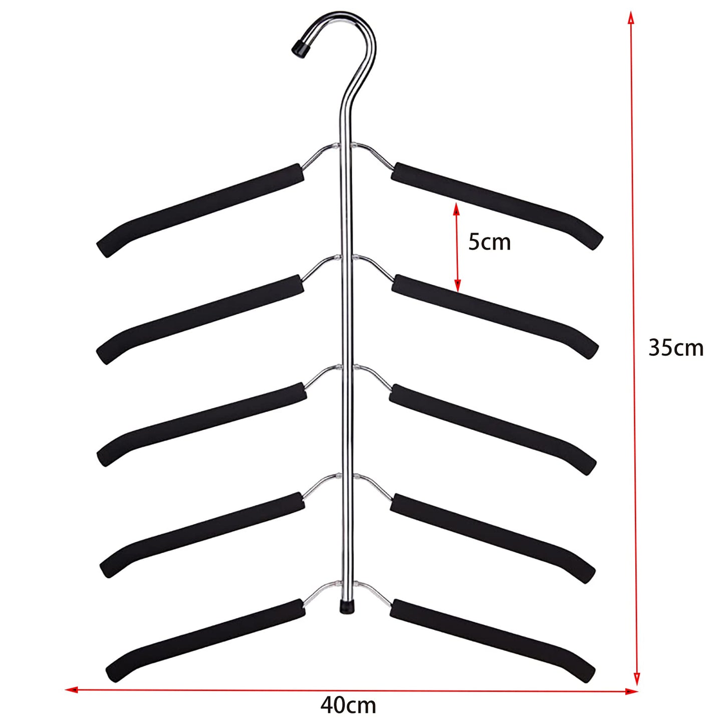 3 Pack 5 in 1 Hangers Blouse Tree Hangers Non Slip Space Saving Clothes Hanger Multi-Layer Clothes Hanger Stainless Steel Sweater Shirt Hanger Closet Storage Organizer(Black)