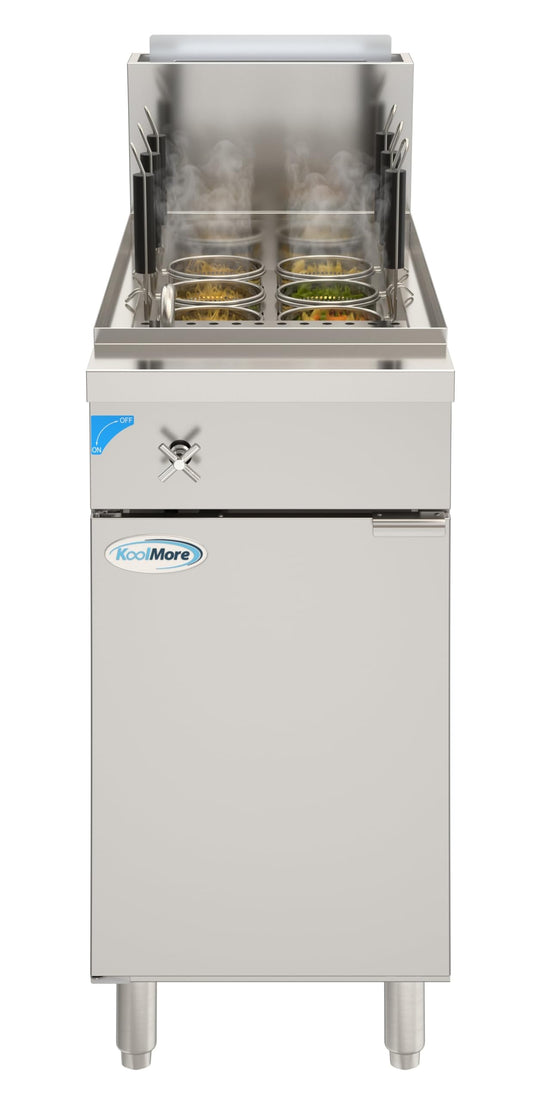 KoolMore 6-Basket 11 Gallon Commercial Natural Gas Pasta Cooker with 70,000 BTU, ETL Listed in Stainless-Steel (KM-PC6-NG)