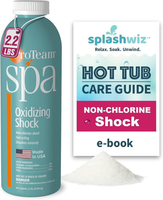 ProTeam Non-Chlorine Spa Shock for Hot Tub – Fast-Acting Oxidizing Shock Treatment, Clears Cloudy Water & Eliminates Odors – Made in USA, 2.2 lb + SplashWiz Care e-Book