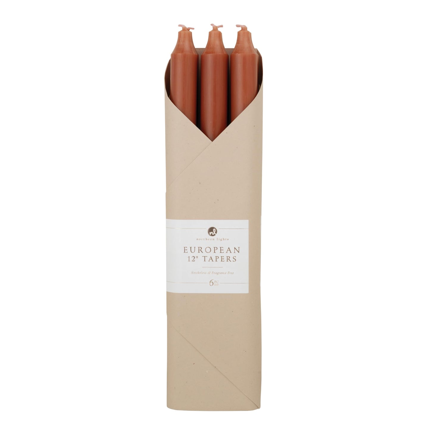 Northern Lights Candles - 12" 6pk Tapers - Terra Cotta - 73259"