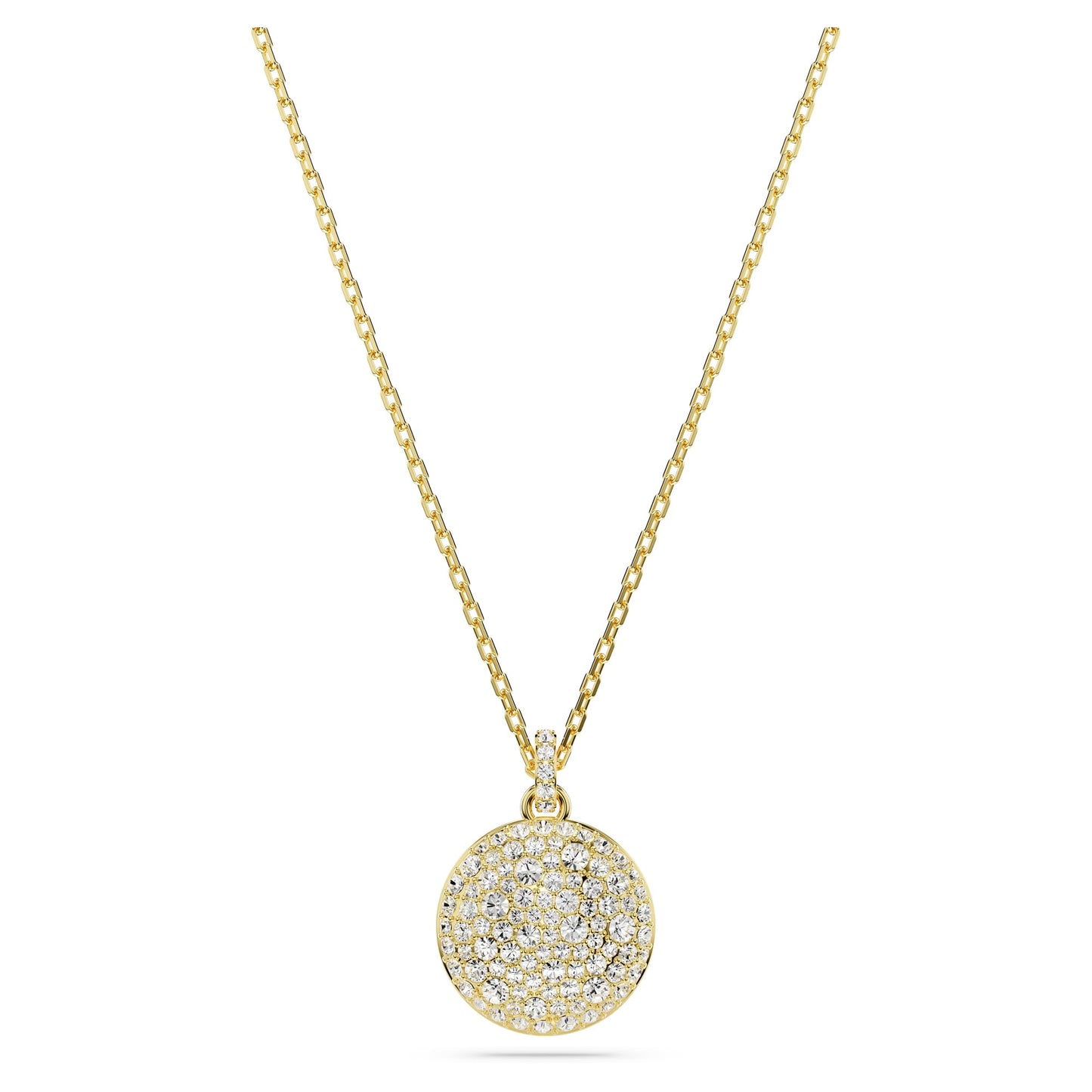 Swarovski Sublima Layered Pendant Necklace, Meteor Motif with Snow Pavé of Clear Round-Cut Crystals in a Gold-Tone Finished Setting, Part of the Sublima Collection