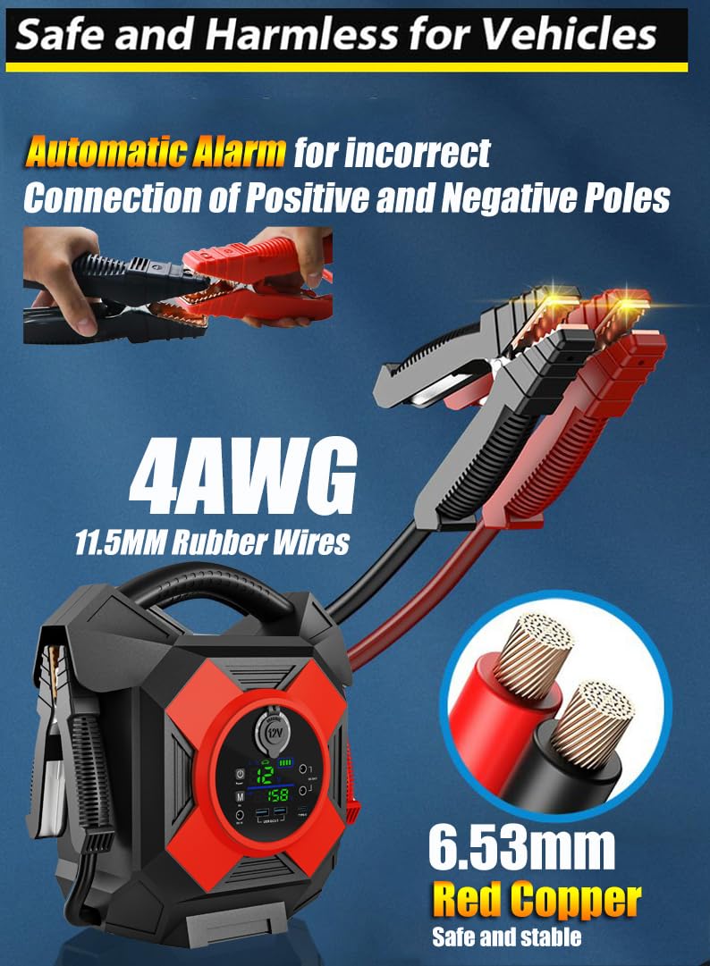 ODUKAKO Heavy Duty Jump Starter,Dm1264 30000a 12v for Semi Truck 50L Engines / R50 1500a 2-3L Gasoline and Diesel Engines Passanger car