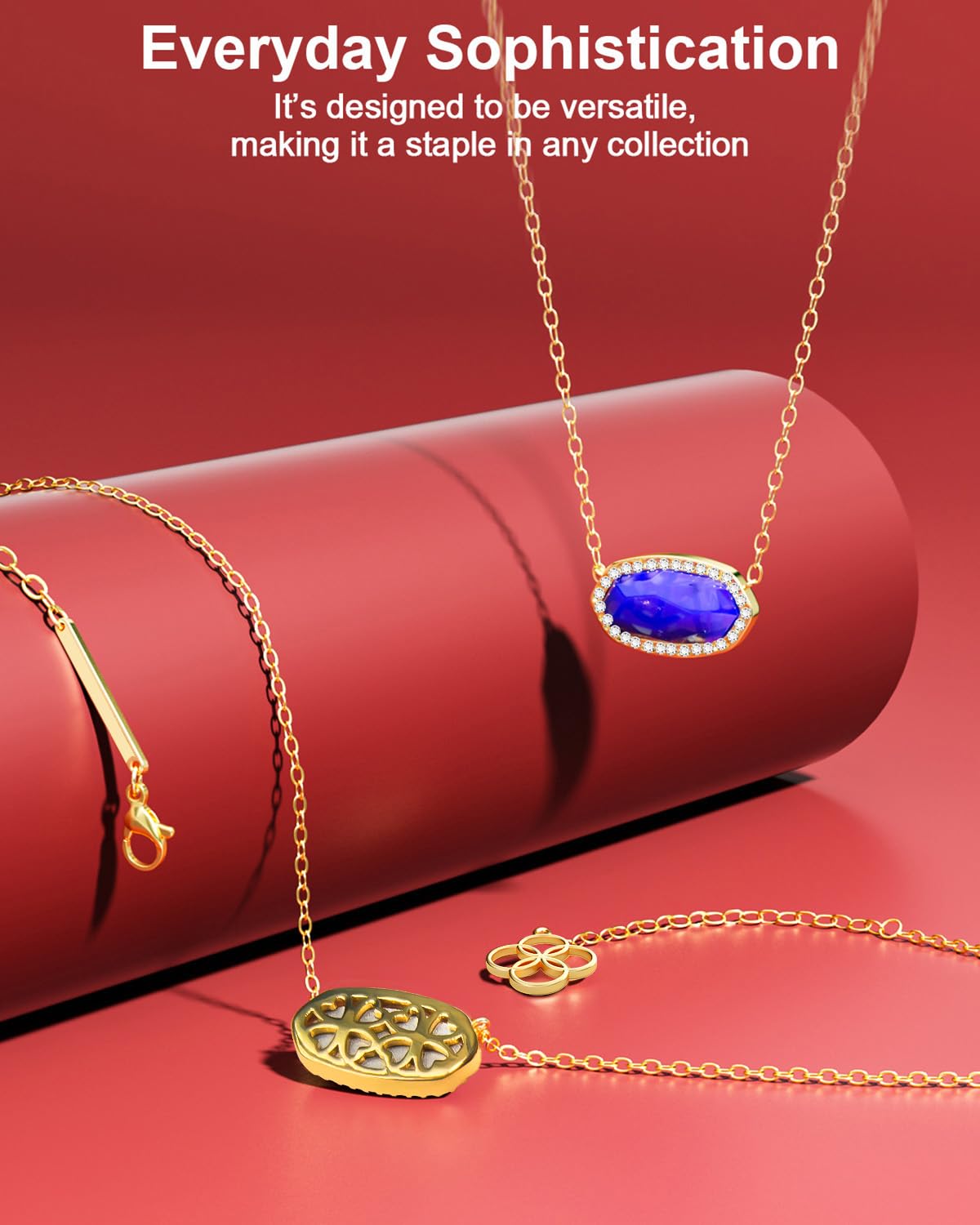 AICase 18K Gold Plated Pendant Necklace for Women,Diamond Rhinestone Dainty Fashion Jewelry,Anniversary Wedding Birthday Gifts for Women/MoM/Sister/Friends/Her/Wife/Grandma/Coworker_Blue