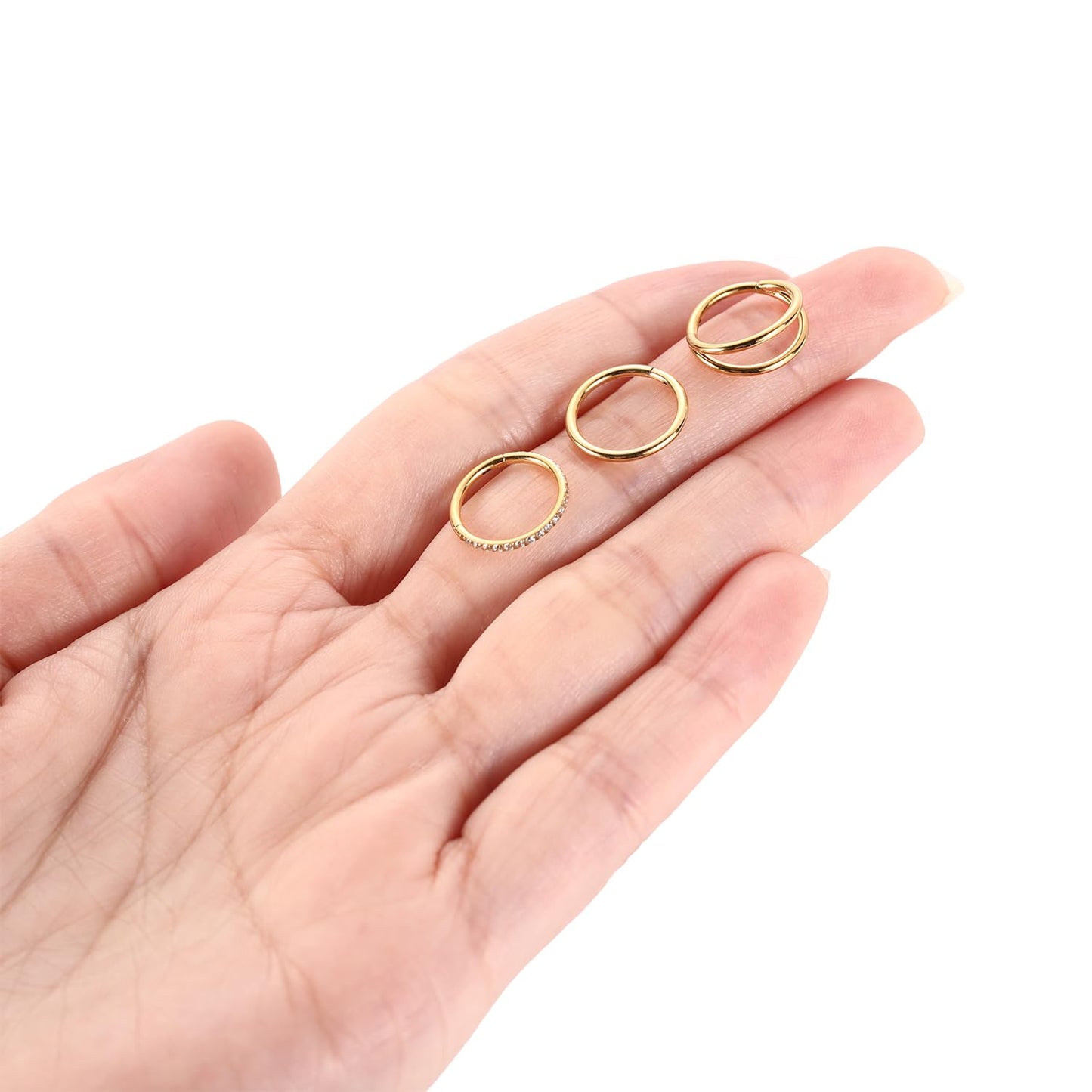 Septum Ring 6mm Septum Jewelry Double Hoop Septum Clicker Gold Conch Piercing Jewelry Nose Ring Hoop 20g Cartilage Earring with CZ Lip Rings Nose Hoop Surgical Steel Helix Earrings Nose Jewelry