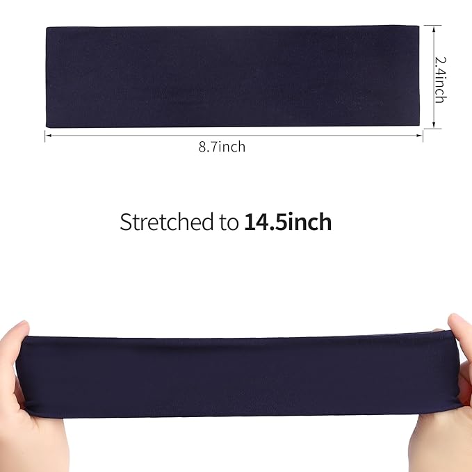Fishinsea 8 Pack Sport Headbands for Women, Elastic Soft Fabric Non-Slip Hair Bands Hair Warp for Daily Workout Yoga Running Sports, Combo 12
