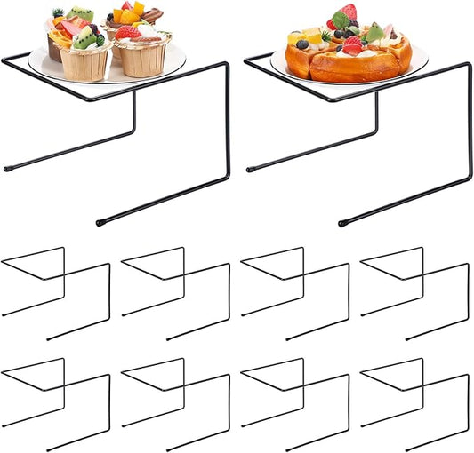 Mimorou 10 Pcs Black Metal Pizza Stand Pizza Rack Serving Tray Holder Tabletop Food Platter Tray Display Rack for Buffet Restaurant Home 9" L x 8" W x 6.5" H