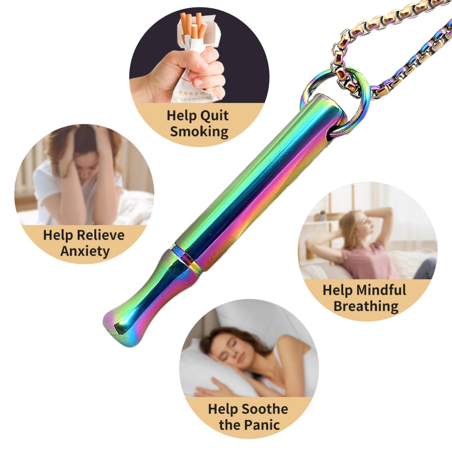 LAMKHOO Breathing Necklace to Quit Smoking and Vaping with Refillable Mint Pods Stop Smoking Aids Fidget Necklace Smokeless Inhaler for Adults