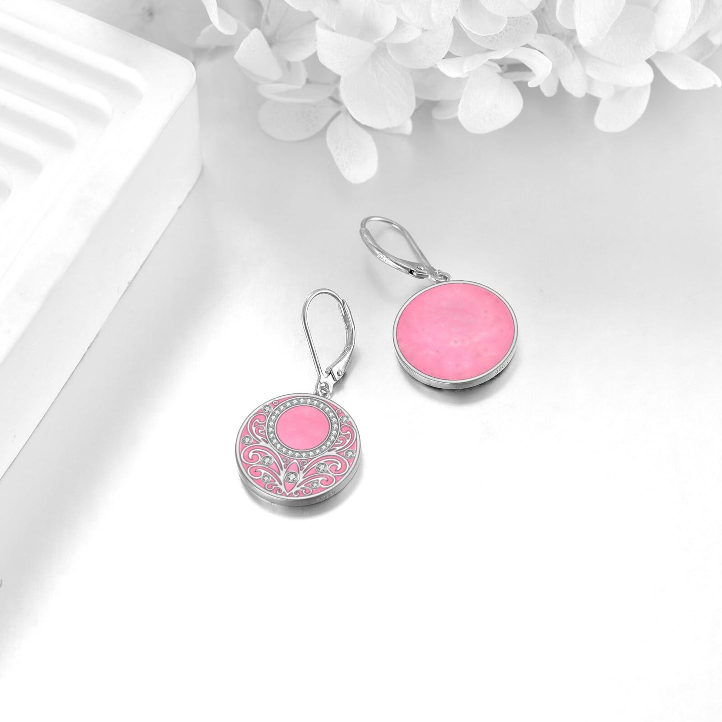 Hot Pink Earrings Sterling Silver Filigree Irish Celtic Pink Drop Earrings Jewelry Gifts For Women