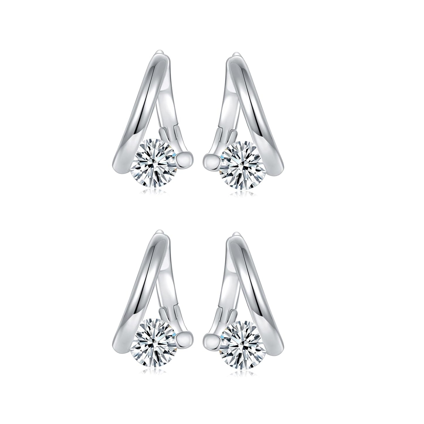 Halolux Lymphvity Germanium Earrings for Women Atheniz Lymphatic Drainage Earrings Gold Silver Cubic Zirconia Hoop Earrings Trendy Jewelry for Women (Silver+Silver)