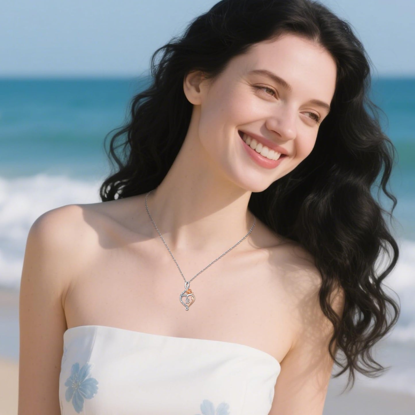 KoyeKei 16th Birthday Gifts for Women Sweet 16 Year Old Necklace 925 Sterling Silver Rose Flower Heart Infinity Pendant Jewelry Christmas Birthday Gift for Sixteen Year Old Daughter Granddaughter