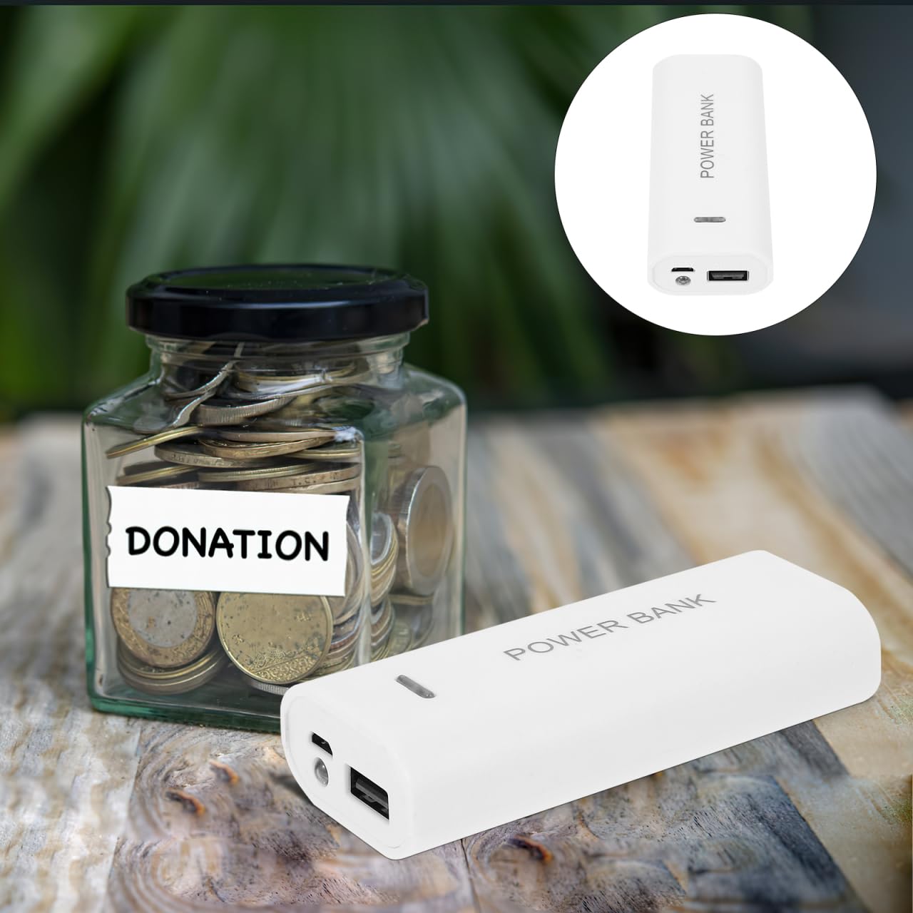 PRETYZOOM Hidden Storage Box Fake Power Bank Secret Compartment for Coins Cash Jewelry Compact Portable 3.81X1.57X0.86 Inch