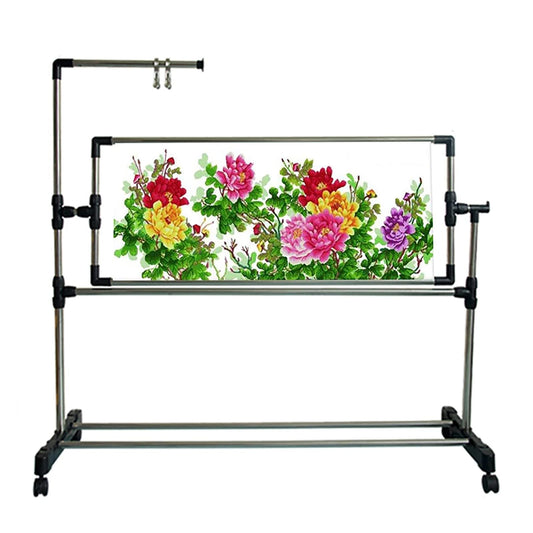 Adjustable Embroidery Stand - Needlework Floor Frame for Cross Stitch Craft, Height Adjustable Lap Table for Art & Sewing Holder, Standing Embroidery Tool for Increa