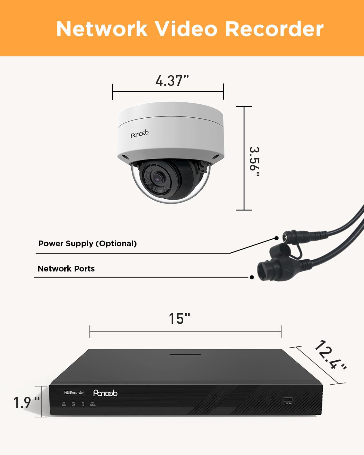 PANOOB 32 Channel Security Camera System, 20x 5MP Wired IK10 Vandal-Proof Dome IP PoE Cameras Outdoor with AI Human Detection, Built-in Microphone, Remote Access, 4K 32CH NVR 8TB HDD, PD54A2032-5M