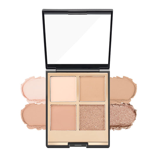 YiGuMy Matte & Shimmer Eyeshadow Palette - Waterproof Long-Lasting Neutral Browns, Champagne & Taupe Kit with Blending Brush, Travel Compact, High Pigment Creamy Shades (Pearl Fizz)