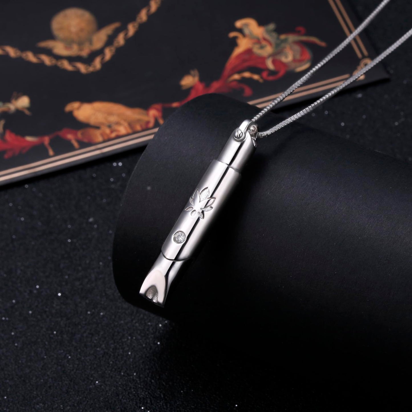 Ladytree Breathing Necklace for Anxiety Relief Sterling Silver Anxiety Necklace with Lotus Design Stop Smoking Necklace Quit Vaping Breathlace Mindfulness Gift for Women Men