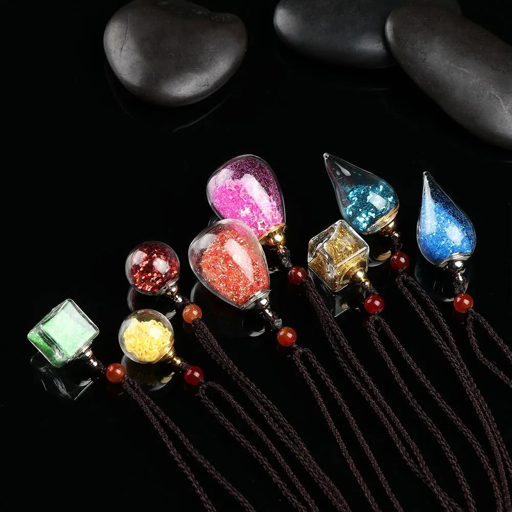 925 Sterling Silver Blood Vial Necklace For Women and Men - Glass Vial Pendant Necklace Perfume Bottle Necklace - Water Container Vial Jar Necklaces For Liquid Oil Diffuser Vial Jewelry