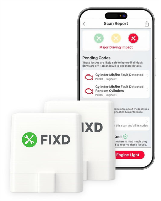 FIXD Bluetooth OBD2 Scanner for iPhone & Android - Diagnostic Scan Tool for Repairs and Car Buying - Check Engine Code Reader & Enhanced Codes - (2 Pack w/Free 14-Day FIXD Premium Bundle)