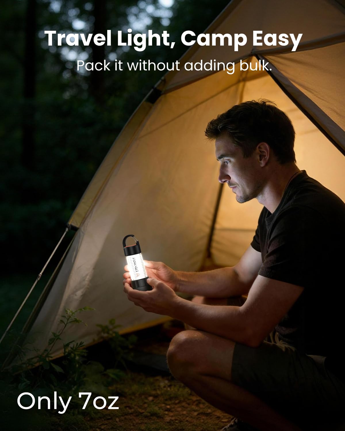 ETENWOLF 2-in-1 Lantern and Flashlight,6 Modes 1000LM Rechargeable Camping Light,5000mAh Super Bright Flashlight with UV,Waterproof Portable Tent Light for Camping,Emergency Light,Power Outage