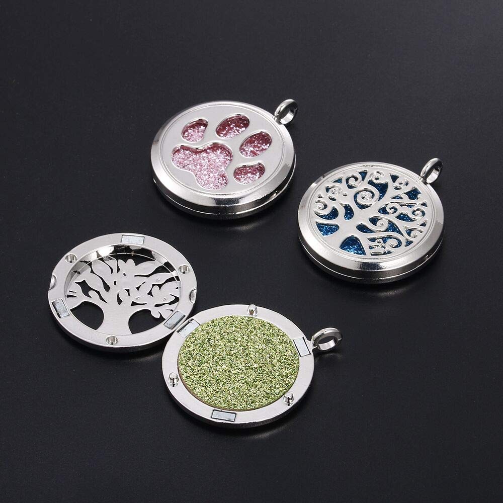 Vie jeune 10pcs Mixed Tree of Life Butterfly Aroma Diffuser Charms Stainless Steel Tone Perfume Essential Oil Diffuser Necklace Pendant Locket Jewelry (Style 7)