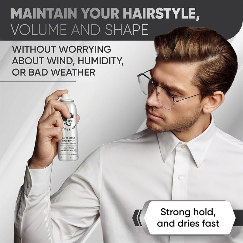 Avenue Man Super Hold Hairspray for Men - Travel Size Men Hair Spray for Long-Lasting Control - Shapes, Lifts & Holds Hair - Mens Hair Spray Extra Hold for Effortless All-Day Control - 1.76 oz