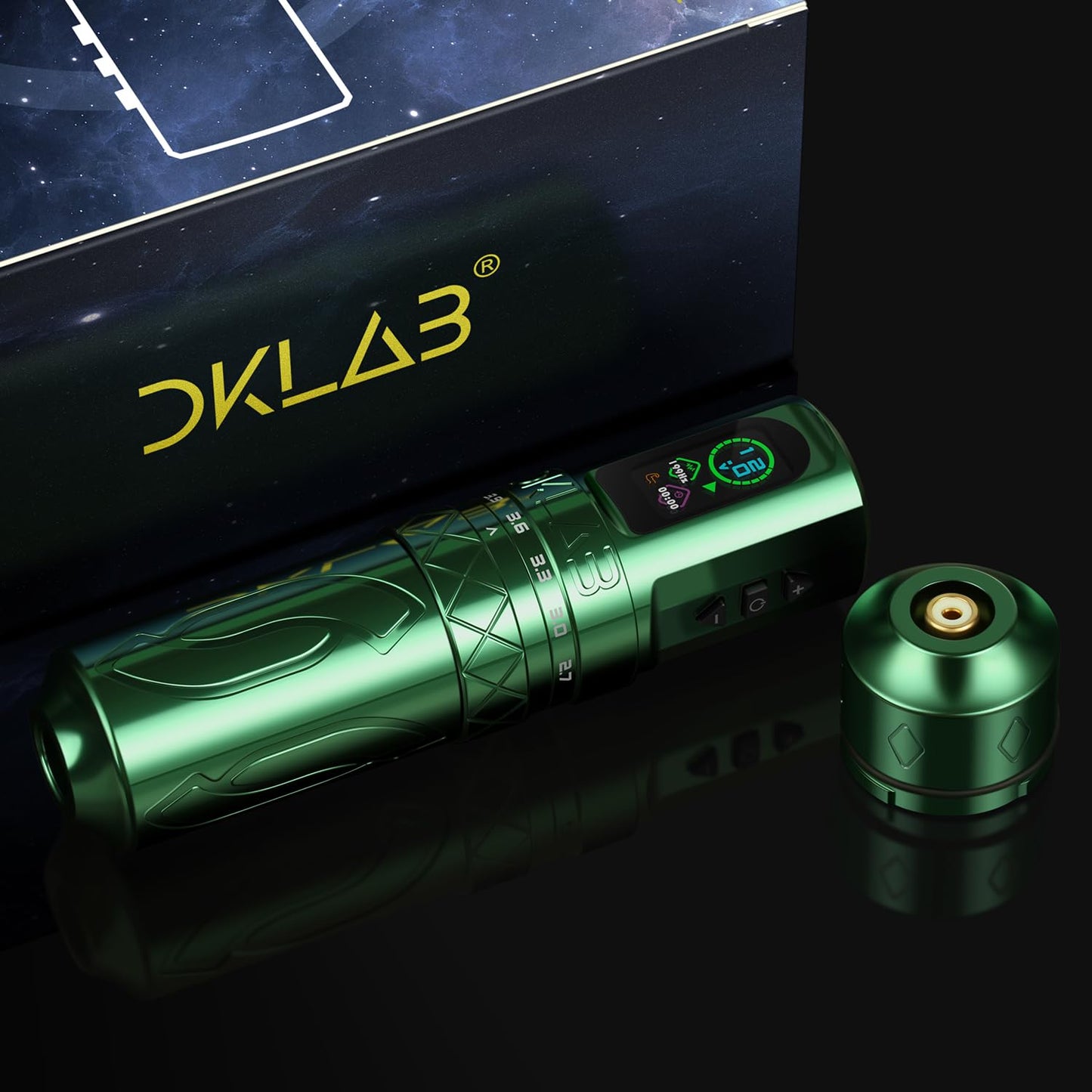 DKLAB Mizar Tattoo Pen Machine,Rotary Tattoo Gun Kit Load Strong Japanese Coreless Motor,Stroke Adjustable Start from 2.7mm to 4.5mm,2 Pieces of 1800mAh Battery Pack (Black)