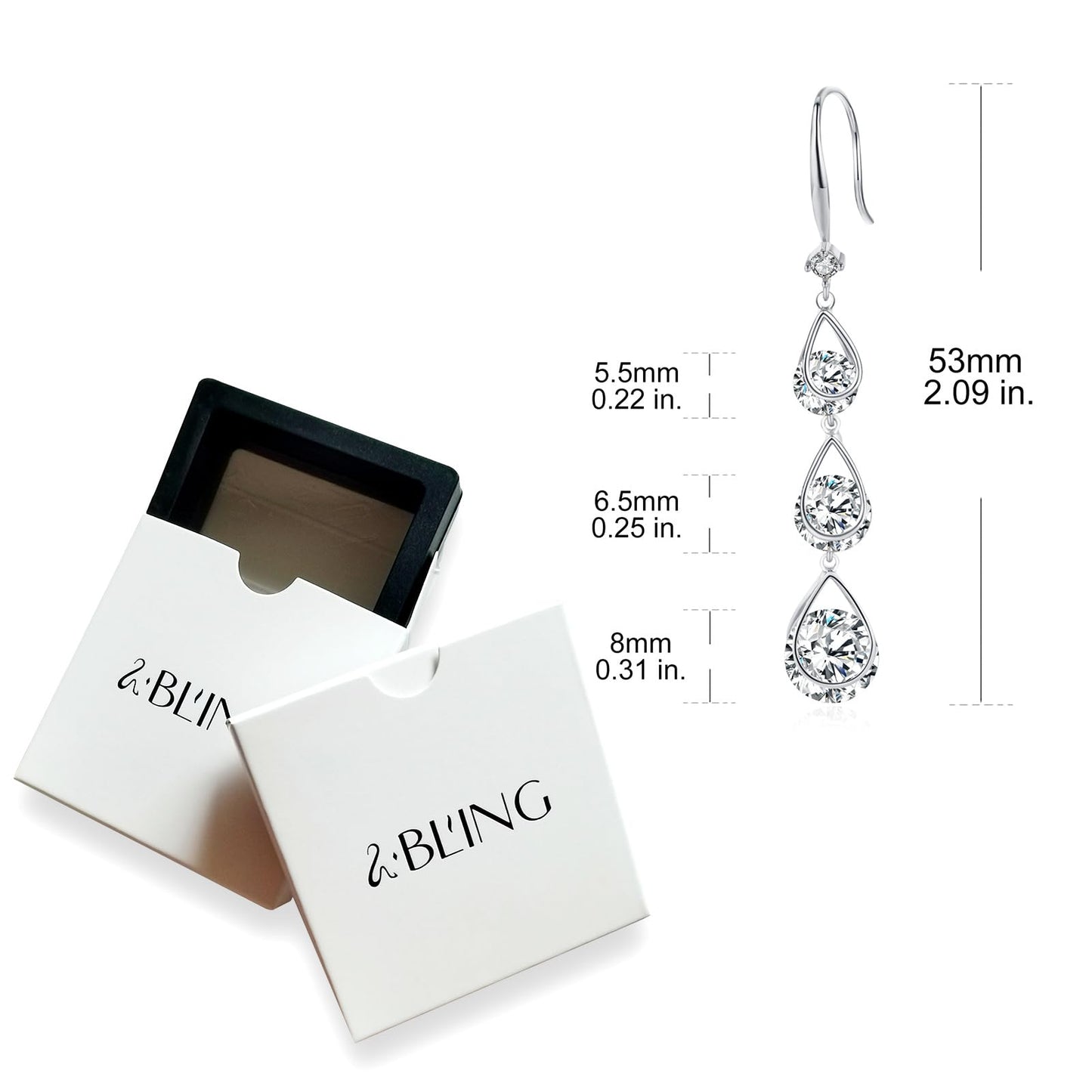 SBLING Cubic Zirconia Wedding Earrings for Brides Bridesmaids, Bridal Dangle Earrings, Crystal Drop earrings for Women Jewelry Gifts
