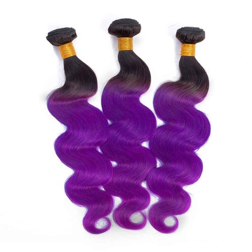 Habiliana Bundles Human Hair 22 24 26 Inch Body Wave T1B Purple Human Hair Bundles 11A Unprocessed Brazilian Virgin Quick Weave Hair Extensions for Black Women