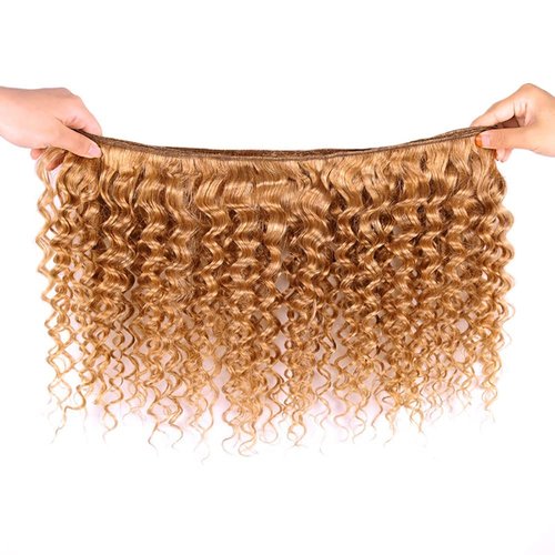 Condescension Brazilian Human Hair Bundles 20 22 24 Inch Deep Wave 3 Bundles Human Hair 100% Unprocessed Remy Brazilian Virgin Weave Hair Honey Blonde 27 for Women