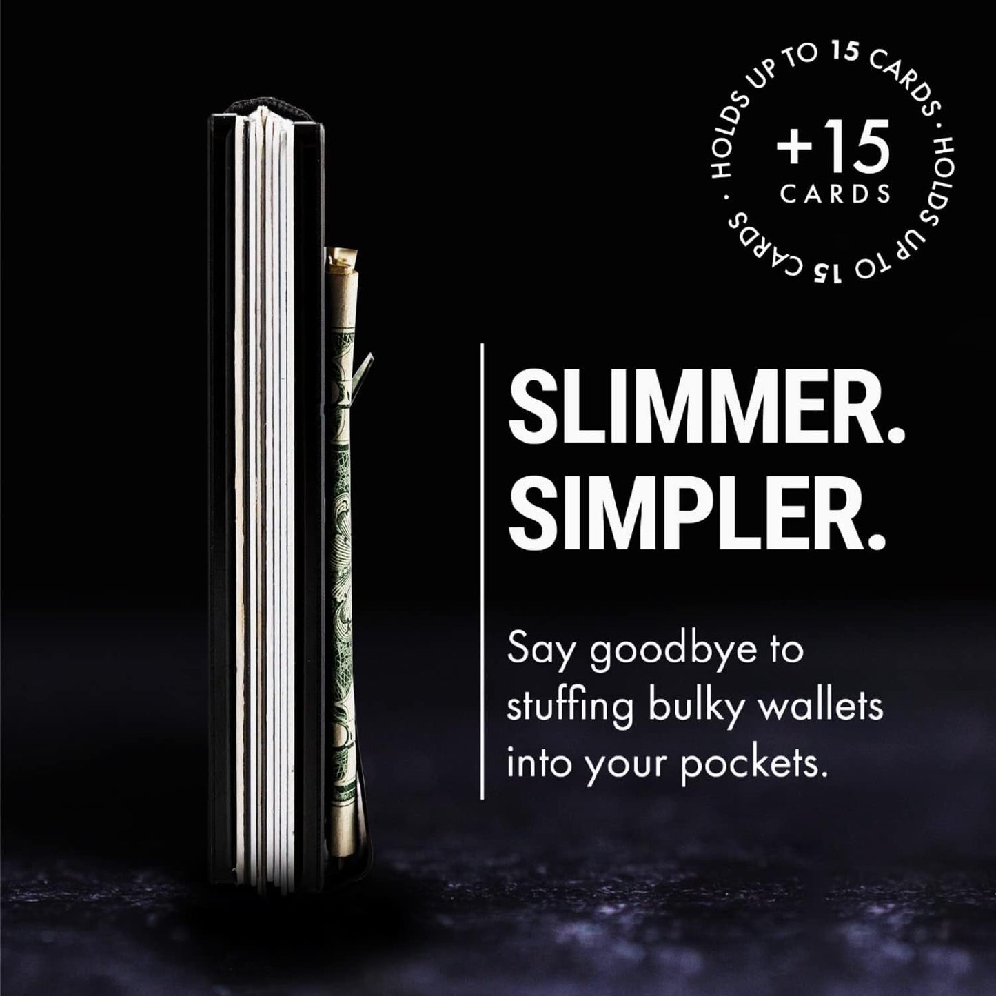 Mountain Voyage Co Minimalist Wallet for Men & Women - Slim RFID Wallet, Scratch Resistant, Credit Card Holder & Money Clip, Easily Removable Money & Cards, (Matte Carbon Fiber)