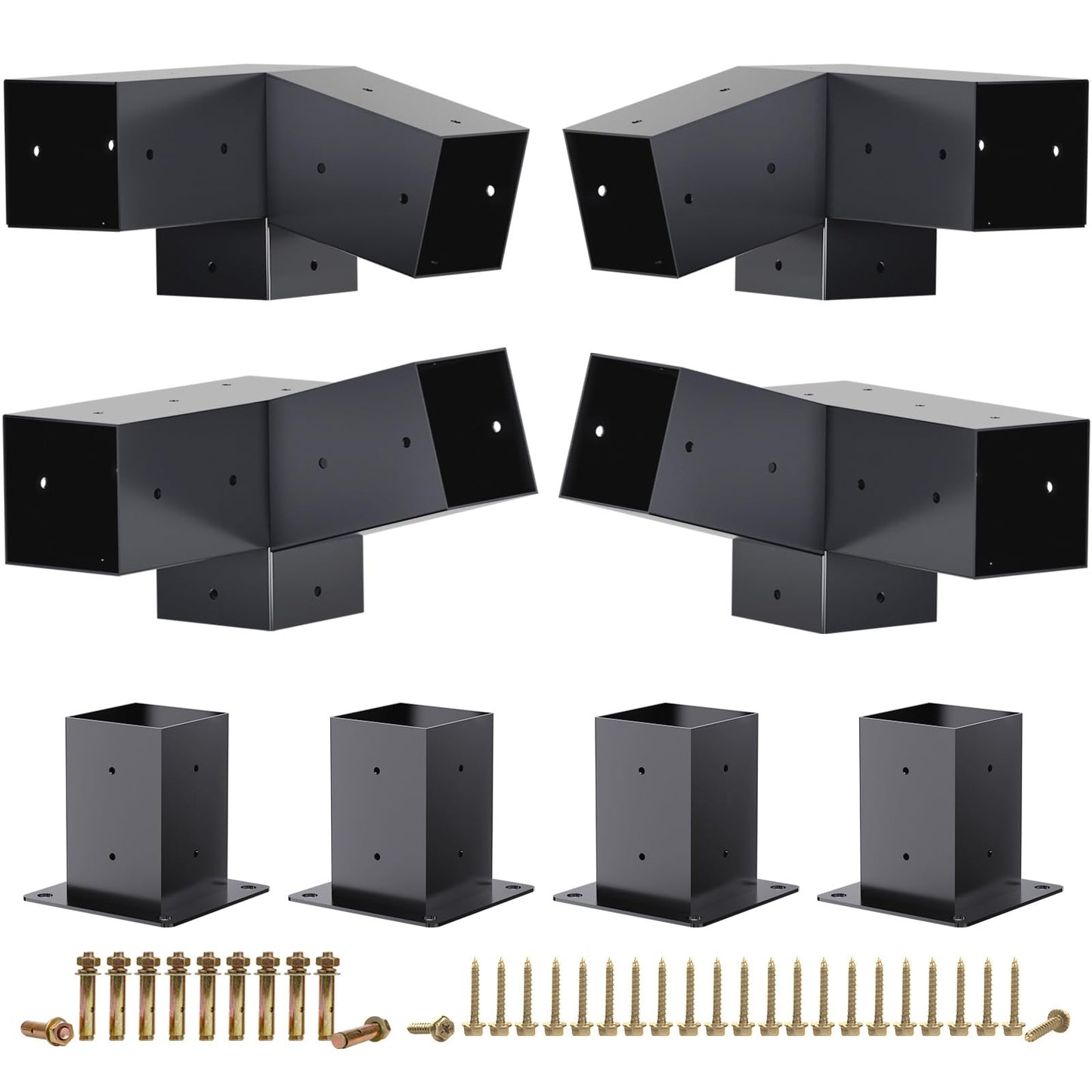 HAYOHRT 15° Pergola Brackets 75° Corner Bracket with Post Base Gazebo Kit for 4x4'' (Actual 3.5x3.5 in) Wooden Beams Lumber Gazebos Patio Pergola Sheds