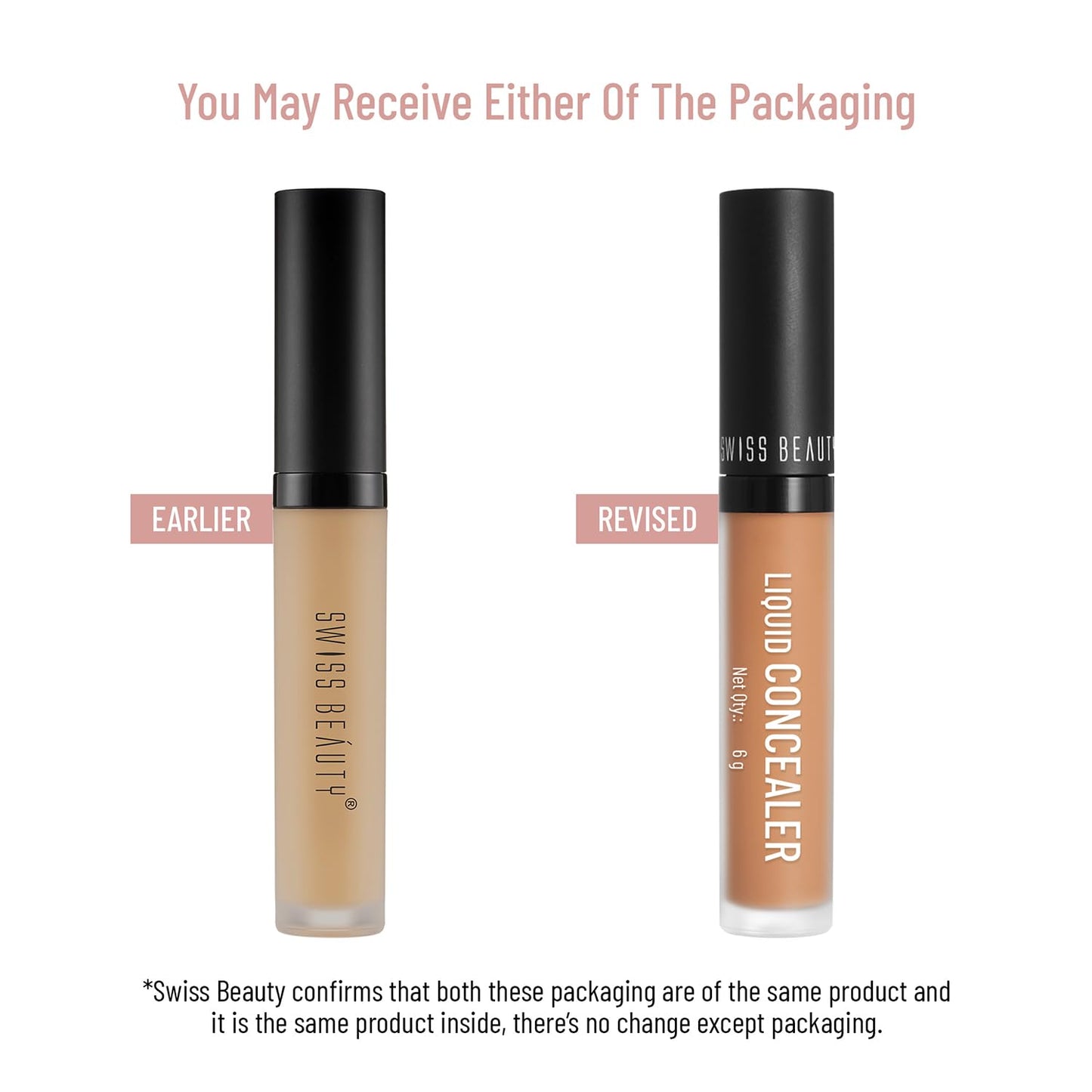 Swiss Beauty Liquid Light weight Concealer with Full Coverage |Easily Blendable Concealer for face makeup with Matte finish | Shade- Medium - Beige, 6g |