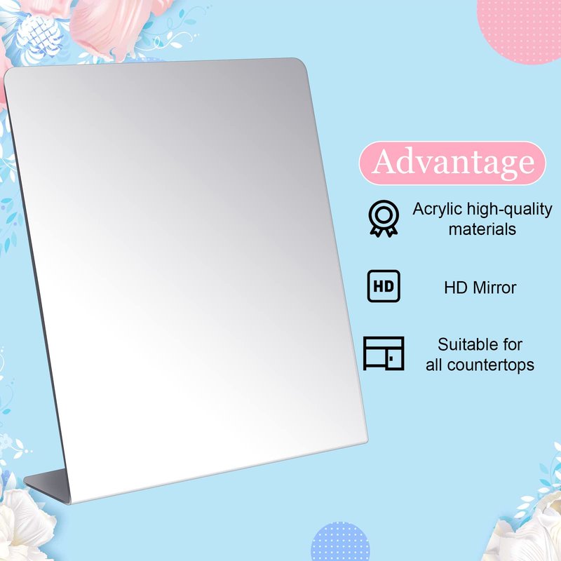 Amyhill 2 Pcs Counter Top Mirror Freestanding Table Desk Mirror Self Portrait Single Sided Acrylic Glass for Tabletop Desk Counter Bedroom Office Bathroom Home Dorm (12 x 18 Inch)