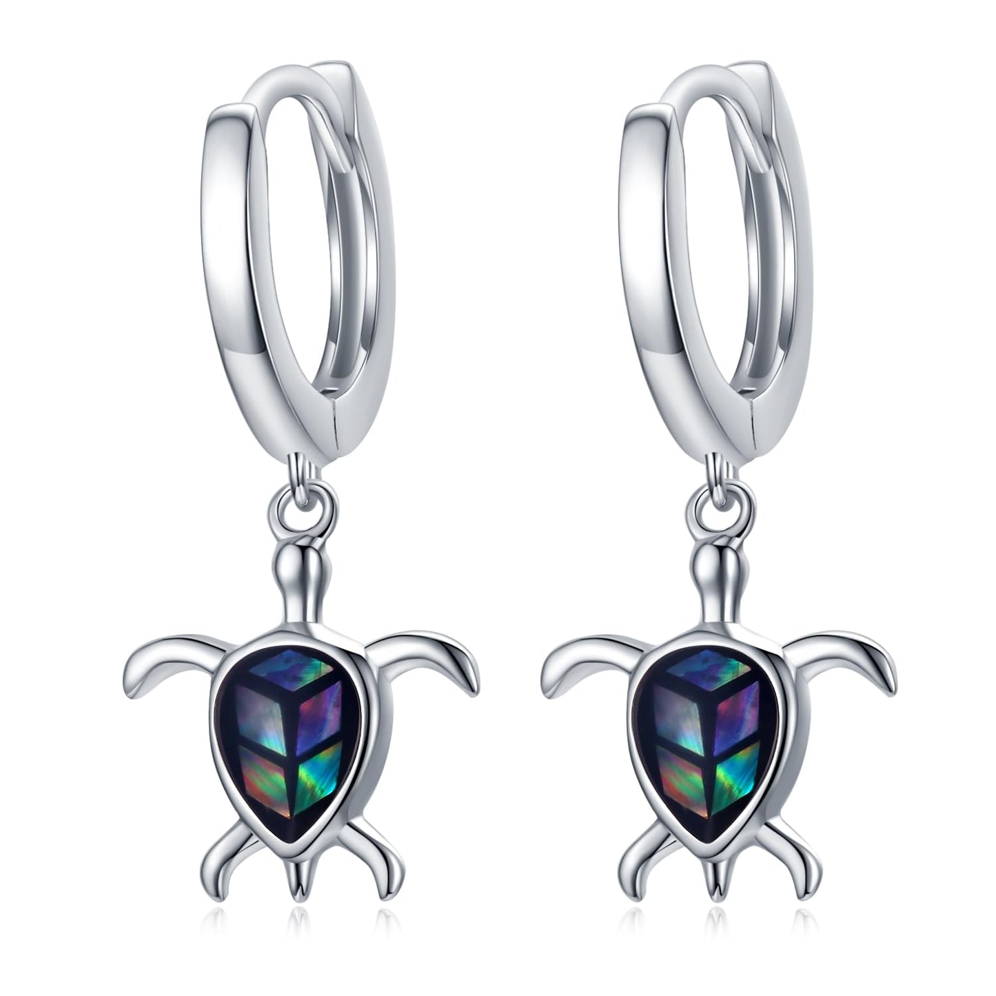 AOVEAO Turtle Earrings S925 Sterling Silver Abalone Sea Turtle for Women Coastal Leverback Drop Dangle Marineflavor Hawaiian Beach Ocean Animal Jewelry Turtles Lovers Gifts for Christmas New Year Valentine's Mother's Day Daily Use for Women Her