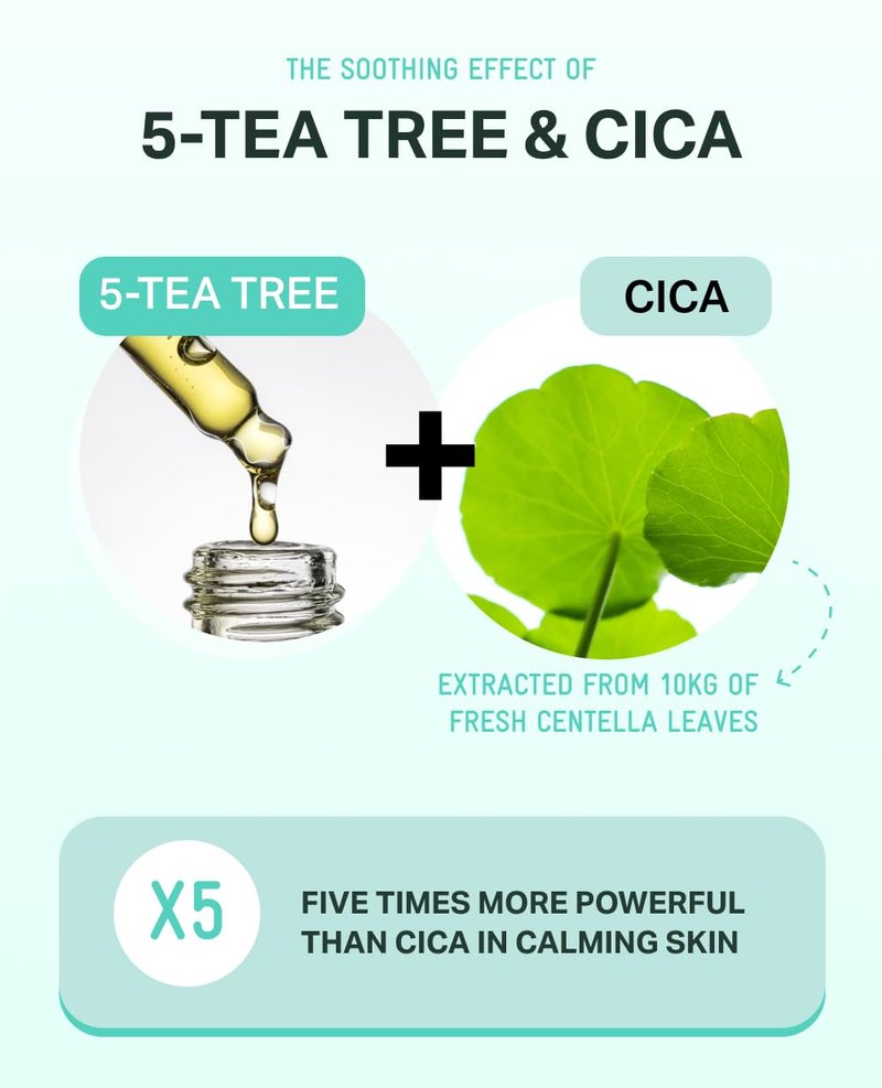 BRING GREEN Tea Tree Cica Soothing Cream Plus 100ml Korean Skin care (Pack of 2)