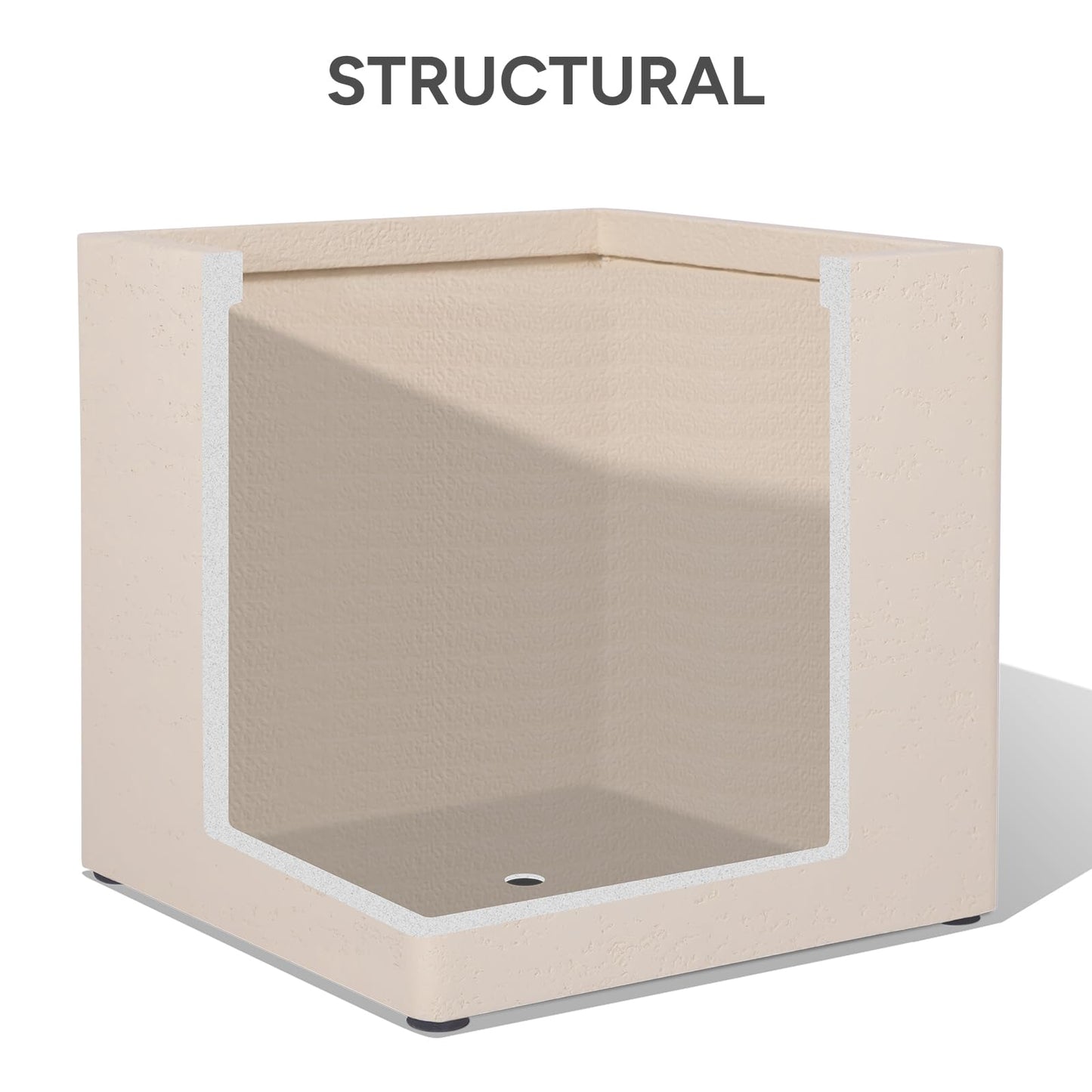 TerraDeco 20 Inch Square Concrete Planter（20Lx20Wx20H，48 Pounds）,Durable All-Weather Use with Drainage Holes,Large Square Planter for Outdoor Indoor Plants