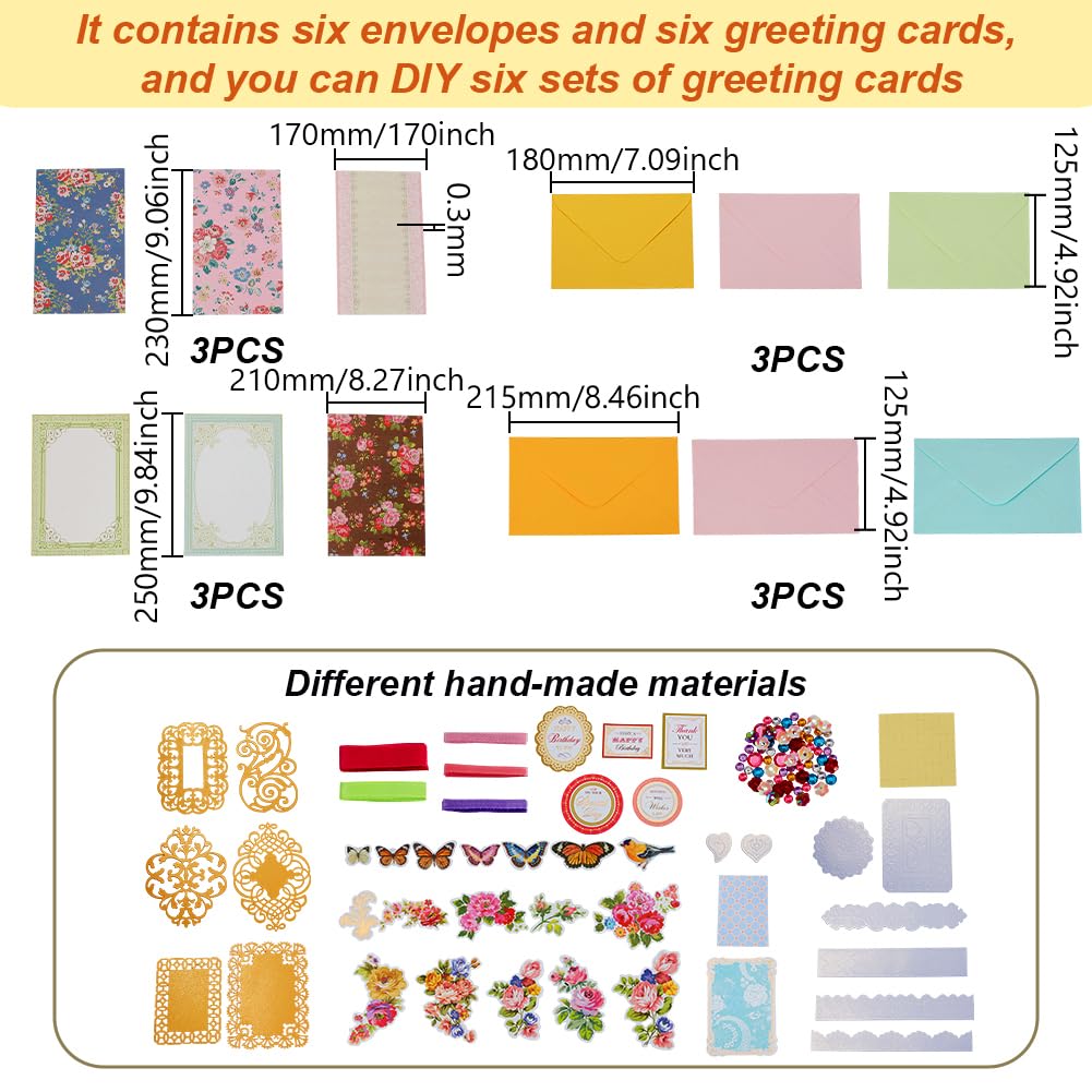 AHANDMAKER Handmade Greeting Card Making Kits, DIY Thank You Card Set Flowers Theme Paper Envelopes Cards Stickers for Christmas Thanksgiving Mother's Day Birthday Gifts Crafts Decorations