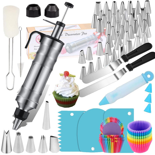 175PCS Icing Decoration Gun Set, Cake Decorating Kit with 48 Piping Tips, Baking Supplies, Icing Gun Kit, Frosting Piping Kit for Beginners, Cupcake, Baking kit, Cake Decorating Tool