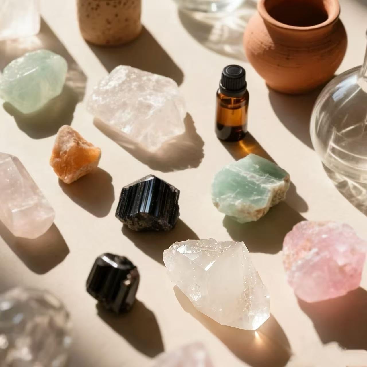 Sulanvi Bulk Raw Crystals - Beginner DIY Healing Crystal Set, 0.6-1.2” Natural Unpolished Gemstones for Terrarium, Meditation, Tarot, Grids, Aroma Stone, 0.45lb