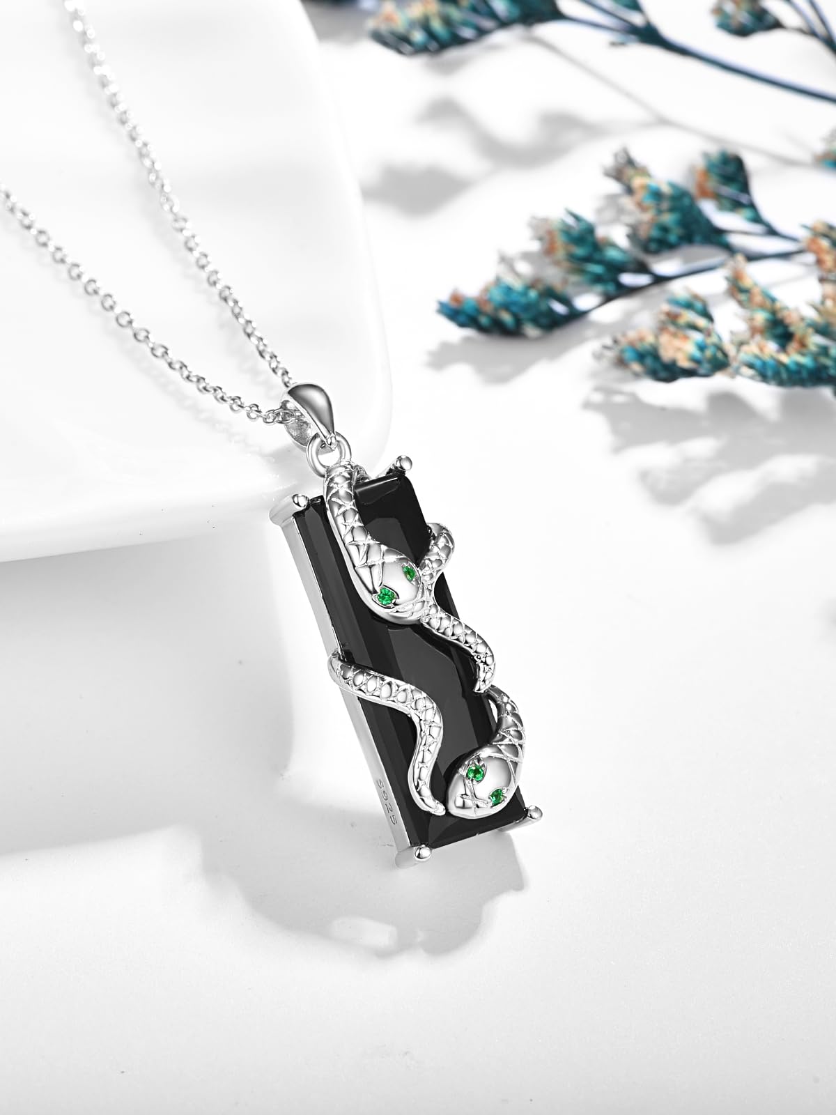 AENEAS Double Snake Necklace for Women 925 Sterling Silver Crystal Snake Pendant Cool Jewellry for Women Men