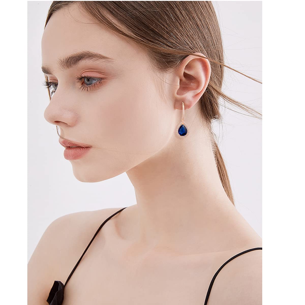 Crystal Wedding Bridal Jewelry Set Teardrop Pendant Necklace Drop Dangle Earrings Set for Bride Bridesmaids Mother of Bride Prom Party Formal Jewelry Set for Women, Copper, crystal,