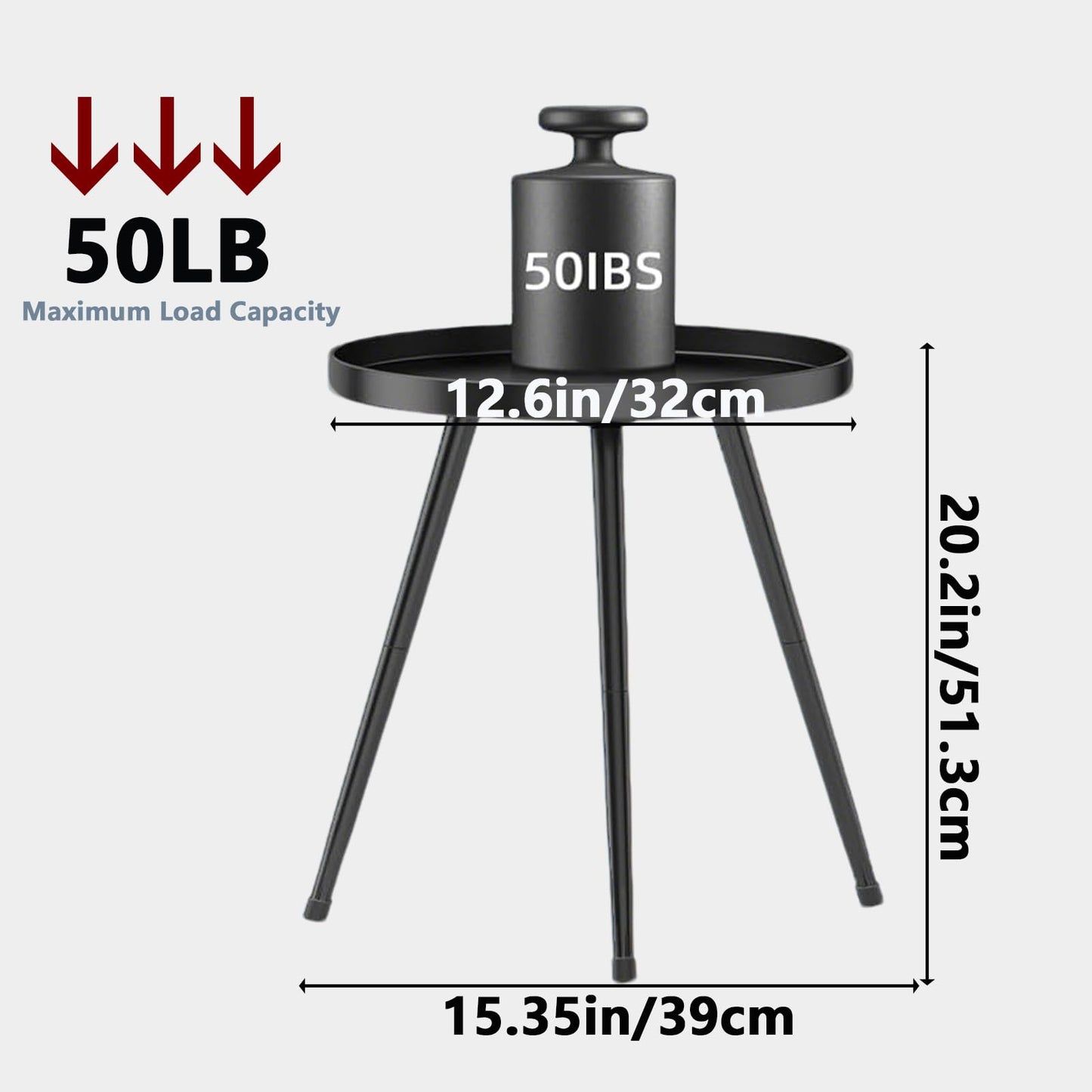 LMGVRZK Small Round Side Table Metal End Table Outdoor Black Side Table Mid-Century Modern Accent Table for Office Bedroom Balcony and Small Spaces.