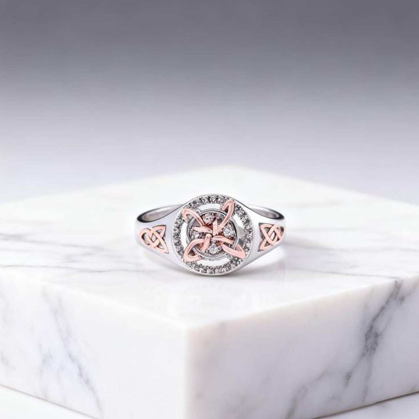 diyebof Women‘s Rings Copper Geometric Band Rings With Two Tone Zircon Accents Designed For Professional And Social Event In Sizes 6 To 10 (8)